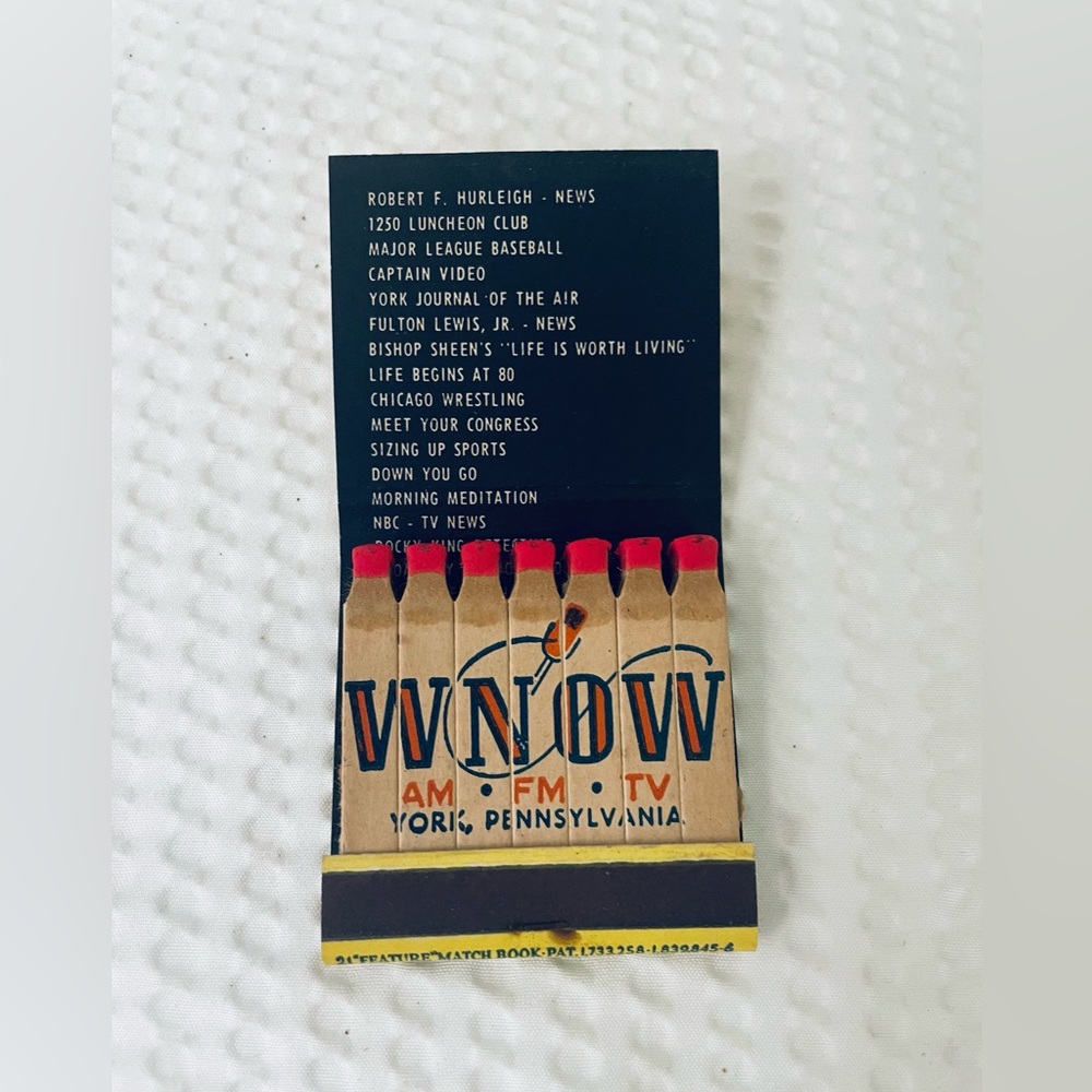 matchbook WNOW Radio Tv broadcasting full 21 Strike matchbox feature